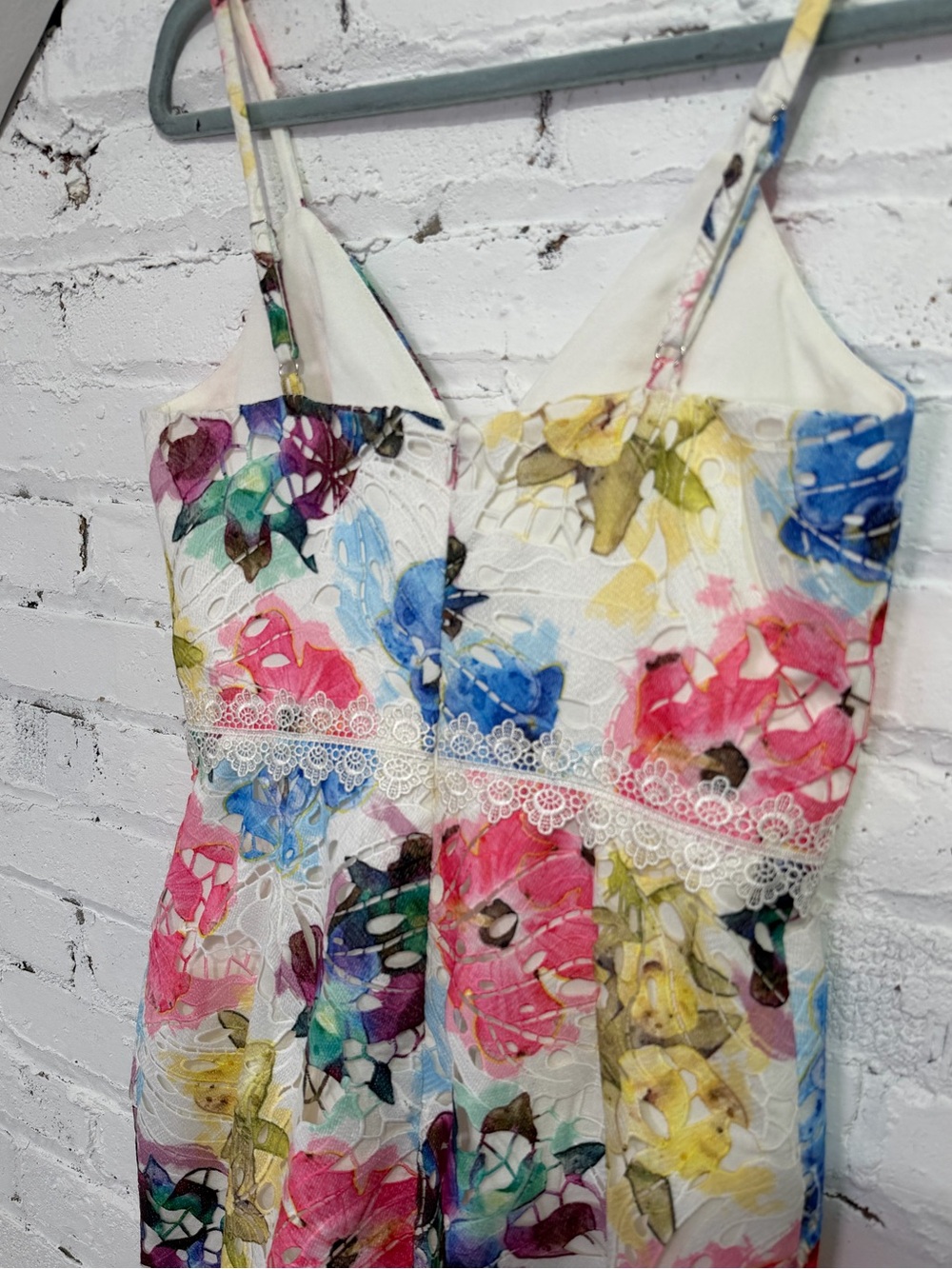 Dress the Population Floral Midi Dress Joelle Raspberry Lace Watercolor Size M - Picture 7 of 11
